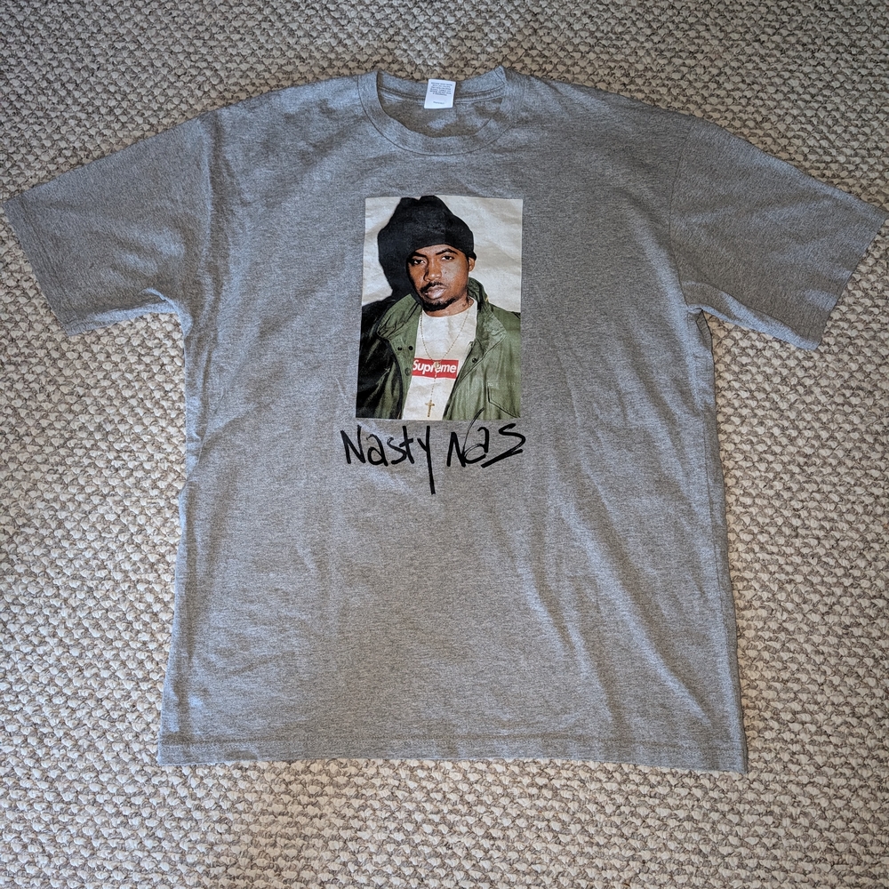 Nasty Nas Supreme Gray Short Sleeve Tee with Graphic